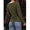 image:imageCicy Bell Women Bell Long Sleeve Wrap Tops Tie Back Boat Neck T ShirtArmy Green