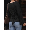 image:imageCicy Bell Women Bell Long Sleeve Wrap Tops Tie Back Boat Neck T ShirtBlack