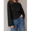 image:imageCicy Bell Women Bell Long Sleeve Wrap Tops Tie Back Boat Neck T ShirtBlack