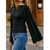 image:imageCicy Bell Women Bell Long Sleeve Wrap Tops Tie Back Boat Neck T ShirtBlack