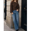 image:imageCicy Bell Women Bell Long Sleeve Wrap Tops Tie Back Boat Neck T ShirtCoffee