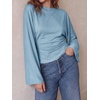 image:imageCicy Bell Women Bell Long Sleeve Wrap Tops Tie Back Boat Neck T ShirtGrayish Blue
