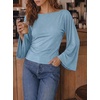 image:imageCicy Bell Women Bell Long Sleeve Wrap Tops Tie Back Boat Neck T ShirtGrayish Blue
