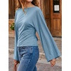 image:imageCicy Bell Women Bell Long Sleeve Wrap Tops Tie Back Boat Neck T ShirtGrayish Blue