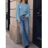 image:imageCicy Bell Women Bell Long Sleeve Wrap Tops Tie Back Boat Neck T ShirtGrayish Blue