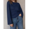 image:imageCicy Bell Women Bell Long Sleeve Wrap Tops Tie Back Boat Neck T ShirtNavy