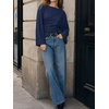 image:imageCicy Bell Women Bell Long Sleeve Wrap Tops Tie Back Boat Neck T ShirtNavy