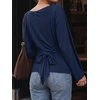 image:imageCicy Bell Women Bell Long Sleeve Wrap Tops Tie Back Boat Neck T ShirtNavy