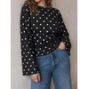 image:imageCicy Bell Women Bell Long Sleeve Wrap Tops Tie Back Boat Neck T ShirtPolka Dotsblack