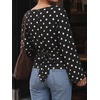 image:imageCicy Bell Women Bell Long Sleeve Wrap Tops Tie Back Boat Neck T ShirtPolka Dotsblack