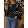 image:imageCicy Bell Women Bell Long Sleeve Wrap Tops Tie Back Boat Neck T ShirtPolka Dotsblack