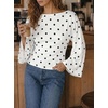 image:imageCicy Bell Women Bell Long Sleeve Wrap Tops Tie Back Boat Neck T ShirtPolka Dotswhite
