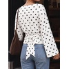 image:imageCicy Bell Women Bell Long Sleeve Wrap Tops Tie Back Boat Neck T ShirtPolka Dotswhite