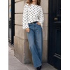 image:imageCicy Bell Women Bell Long Sleeve Wrap Tops Tie Back Boat Neck T ShirtPolka Dotswhite