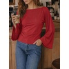 image:imageCicy Bell Women Bell Long Sleeve Wrap Tops Tie Back Boat Neck T ShirtRed