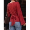 image:imageCicy Bell Women Bell Long Sleeve Wrap Tops Tie Back Boat Neck T ShirtRed