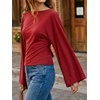 image:imageCicy Bell Women Bell Long Sleeve Wrap Tops Tie Back Boat Neck T ShirtRed