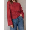 image:imageCicy Bell Women Bell Long Sleeve Wrap Tops Tie Back Boat Neck T ShirtRed