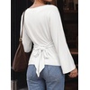 image:imageCicy Bell Women Bell Long Sleeve Wrap Tops Tie Back Boat Neck T ShirtWhite