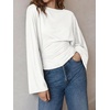 image:imageCicy Bell Women Bell Long Sleeve Wrap Tops Tie Back Boat Neck T ShirtWhite