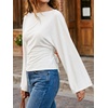 image:imageCicy Bell Women Bell Long Sleeve Wrap Tops Tie Back Boat Neck T ShirtWhite