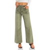 image:imageCicy Bell Womens High Waisted Cropped Jeans Straight Leg Raw Hem Denim PantArmy Green