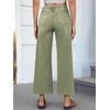 image:imageCicy Bell Womens High Waisted Cropped Jeans Straight Leg Raw Hem Denim PantArmy Green