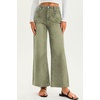 image:imageCicy Bell Womens High Waisted Cropped Jeans Straight Leg Raw Hem Denim PantArmy Green