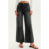 image:imageCicy Bell Womens High Waisted Cropped Jeans Straight Leg Raw Hem Denim PantBlack