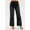 image:imageCicy Bell Womens High Waisted Cropped Jeans Straight Leg Raw Hem Denim PantBlack