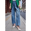 image:imageCicy Bell Womens High Waisted Cropped Jeans Straight Leg Raw Hem Denim PantBlue