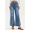 image:imageCicy Bell Womens High Waisted Cropped Jeans Straight Leg Raw Hem Denim PantBlue