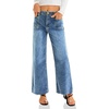 image:imageCicy Bell Womens High Waisted Cropped Jeans Straight Leg Raw Hem Denim PantBlue