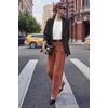 image:imageCicy Bell Womens High Waisted Cropped Jeans Straight Leg Raw Hem Denim PantBrown