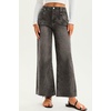 image:imageCicy Bell Womens High Waisted Cropped Jeans Straight Leg Raw Hem Denim PantGrey