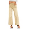 image:imageCicy Bell Womens High Waisted Cropped Jeans Straight Leg Raw Hem Denim PantKhaki