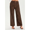 image:imageCicy Bell Womens High Waisted Cropped Jeans Straight Leg Raw Hem Denim PantLeopard Brown
