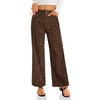 image:imageCicy Bell Womens High Waisted Cropped Jeans Straight Leg Raw Hem Denim PantLeopard Brown