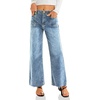image:imageCicy Bell Womens High Waisted Cropped Jeans Straight Leg Raw Hem Denim PantLight Blue