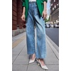 image:imageCicy Bell Womens High Waisted Cropped Jeans Straight Leg Raw Hem Denim PantLight Blue