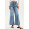 image:imageCicy Bell Womens High Waisted Cropped Jeans Straight Leg Raw Hem Denim PantLight Blue