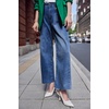 image:imageCicy Bell Womens High Waisted Cropped Jeans Straight Leg Raw Hem Denim PantNavy