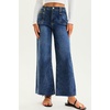 image:imageCicy Bell Womens High Waisted Cropped Jeans Straight Leg Raw Hem Denim PantNavy