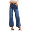 image:imageCicy Bell Womens High Waisted Cropped Jeans Straight Leg Raw Hem Denim PantNavy