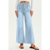 image:imageCicy Bell Womens High Waisted Cropped Jeans Straight Leg Raw Hem Denim PantPale Blue