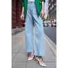 image:imageCicy Bell Womens High Waisted Cropped Jeans Straight Leg Raw Hem Denim PantPale Blue