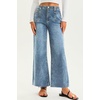 image:imageCicy Bell Womens High Waisted Cropped Jeans Straight Leg Raw Hem Denim PantWash Blue