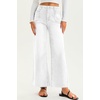 image:imageCicy Bell Womens High Waisted Cropped Jeans Straight Leg Raw Hem Denim PantWhite