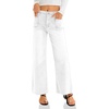 image:imageCicy Bell Womens High Waisted Cropped Jeans Straight Leg Raw Hem Denim PantWhite
