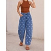image:imageCicy Bell Womens Polka Dot Barrel Jeans Baggy Wide Leg Denim PantsPolka Dots Blue